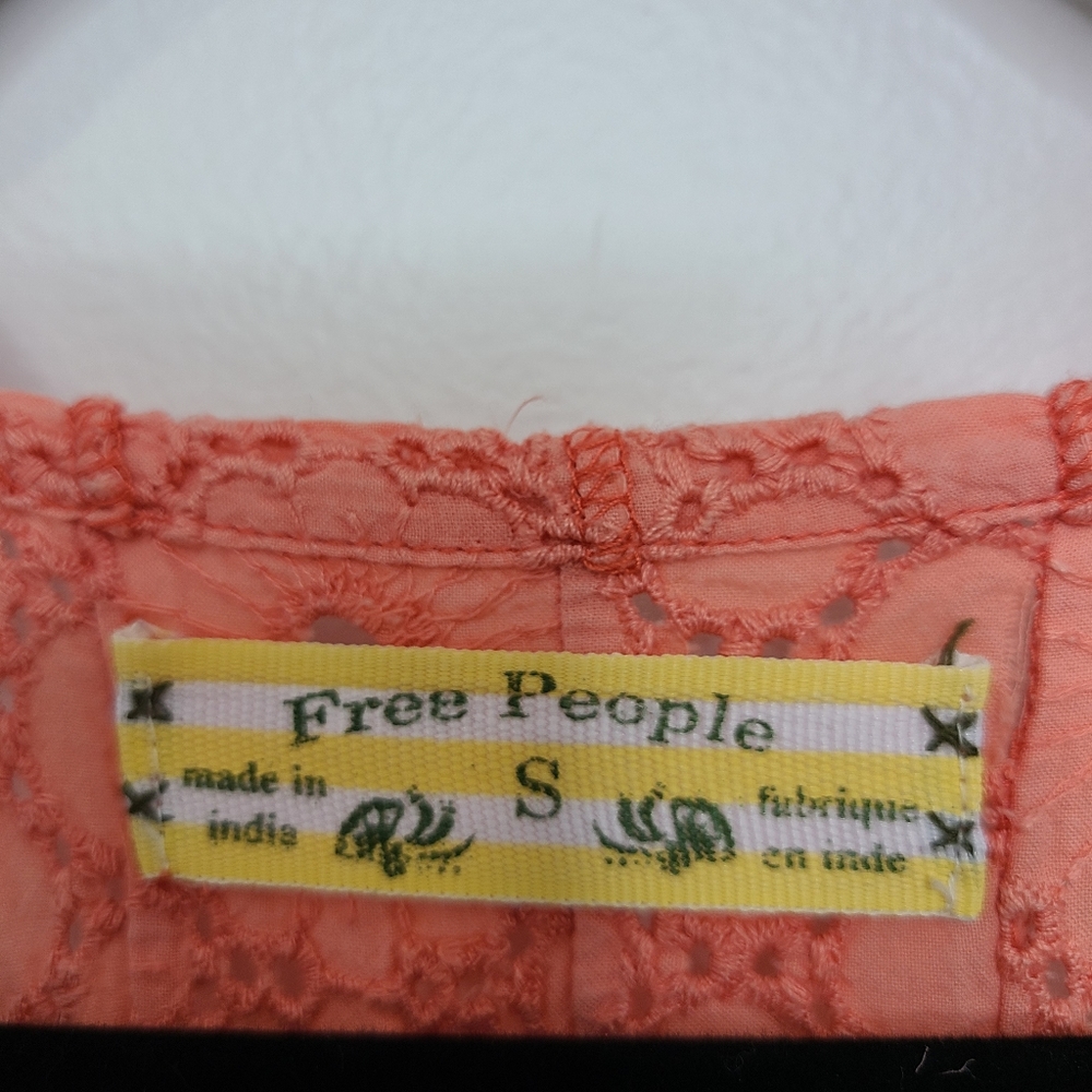 Free People Tank Top Dress Scoop Neck Tie Dye Bohemian Peach Red Size Smal - Picture 9 of 16